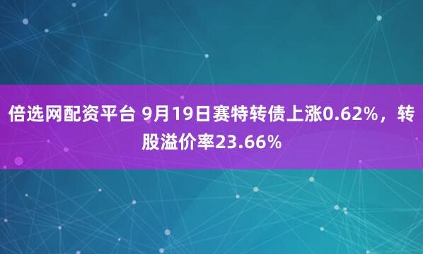 倍选网配资平台 9月19日赛特转债上涨0.62%，转股溢价率23.66%